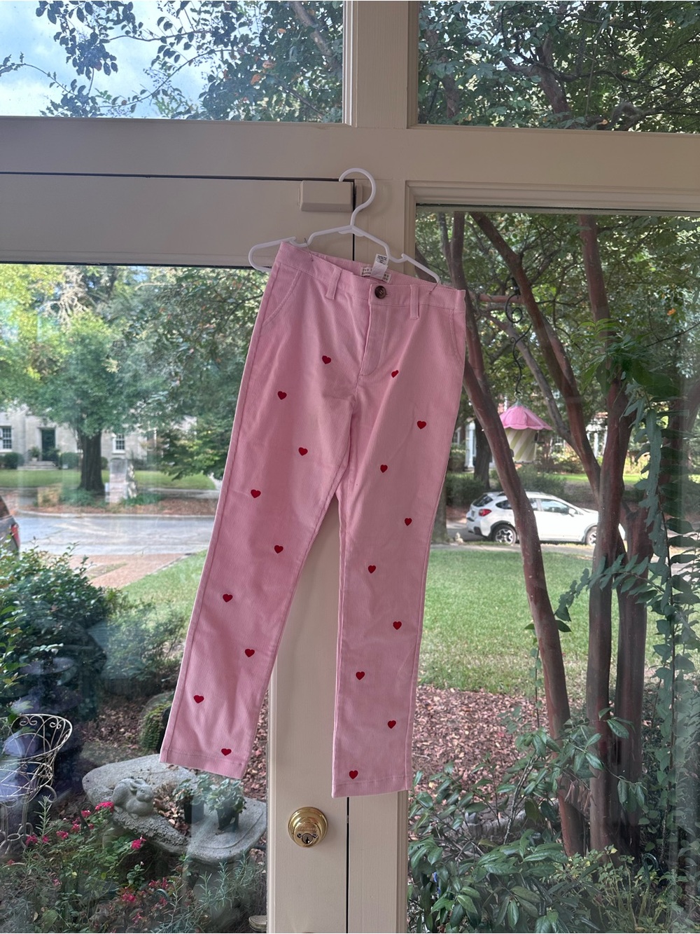 TBBC Beaufort Bonnet Company pink corduroy Heart Print Girls' Pants, size 8